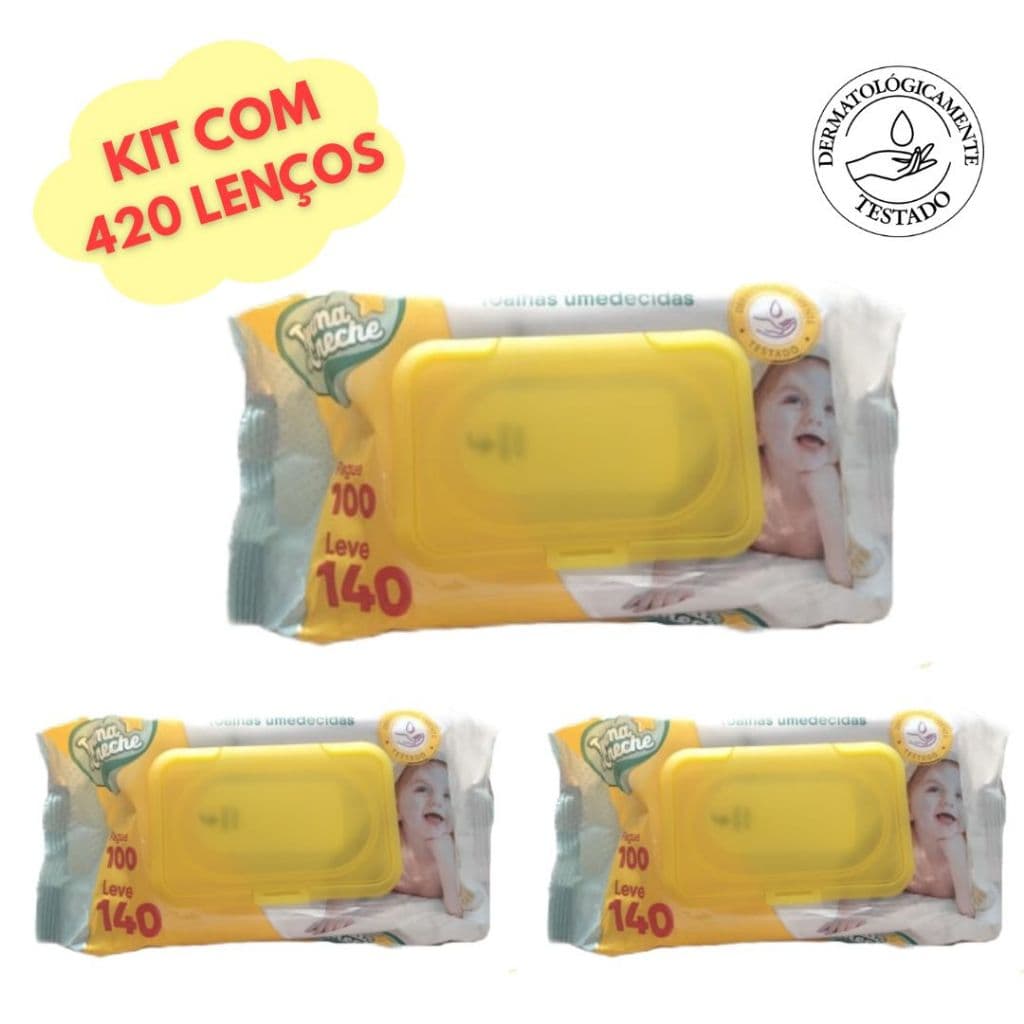 Kit C/3 pacotes - Toalhas/Lenços Umedecidos Turma Da Creche - 420 Toalhas