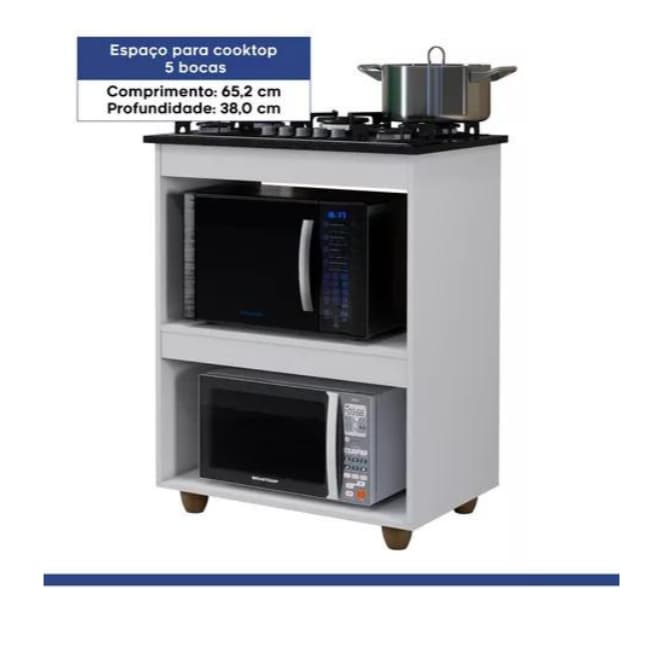 Balcão de Cozinha Turim & Salvia com Porta Kaiki para Cooktop 04 ou 05 Bocas e Forno