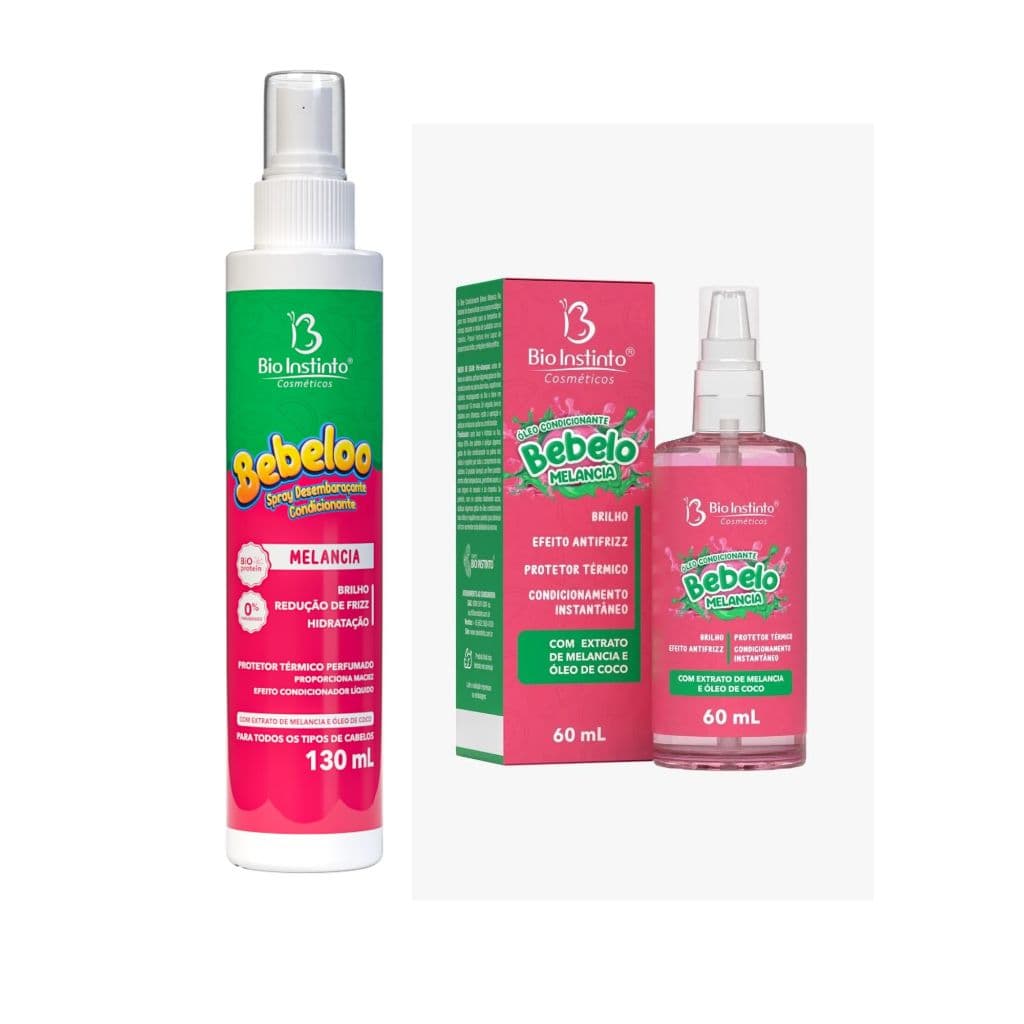 Kit Bebeloo Bio Instinto Spray Desembaraçante + Óleo Condicionante 60ml Infantil Cabelos Macios