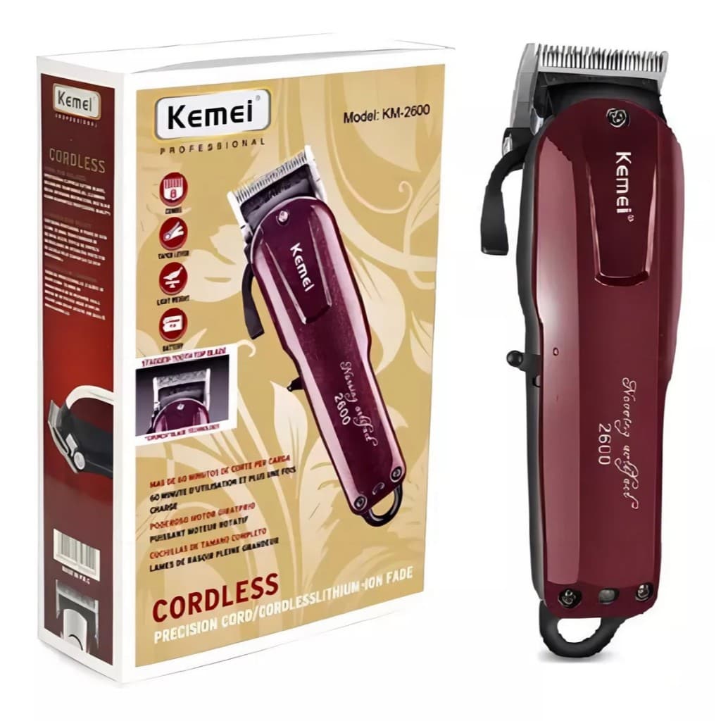 Máquina De Cortar Cabelo Kaimei Sem Fio Recarregável Km2600