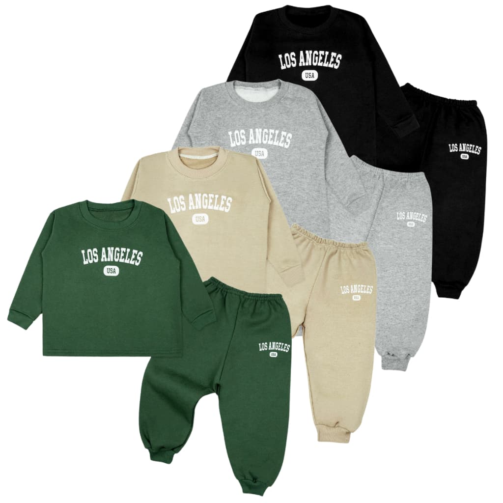 Conjunto Infantil Los Angeles Casaco e Calça de Moletom para Menino e Menina Inverno