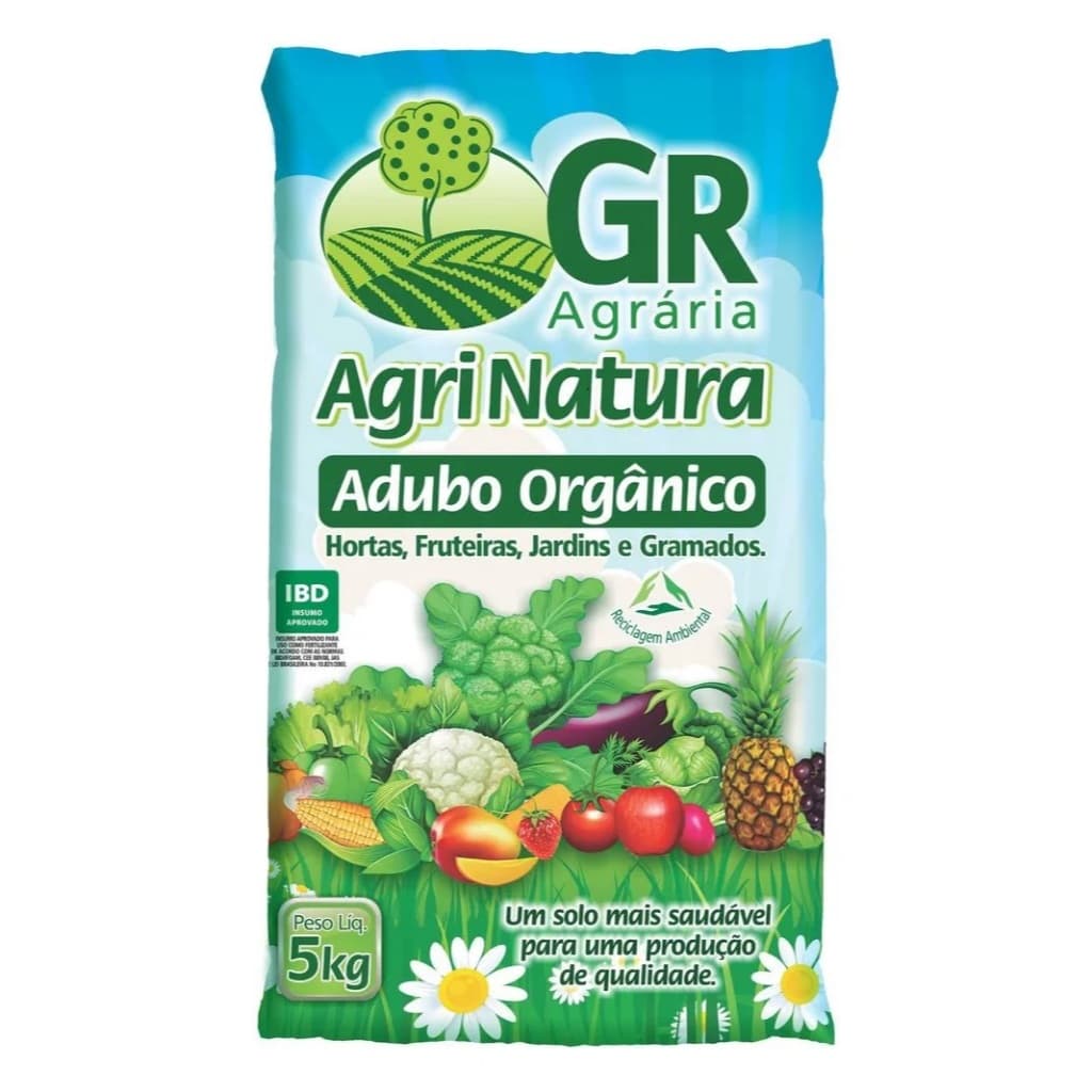 5kg Agri Natura Adubo Orgânico hortas,fruteiras, jardins e gramados