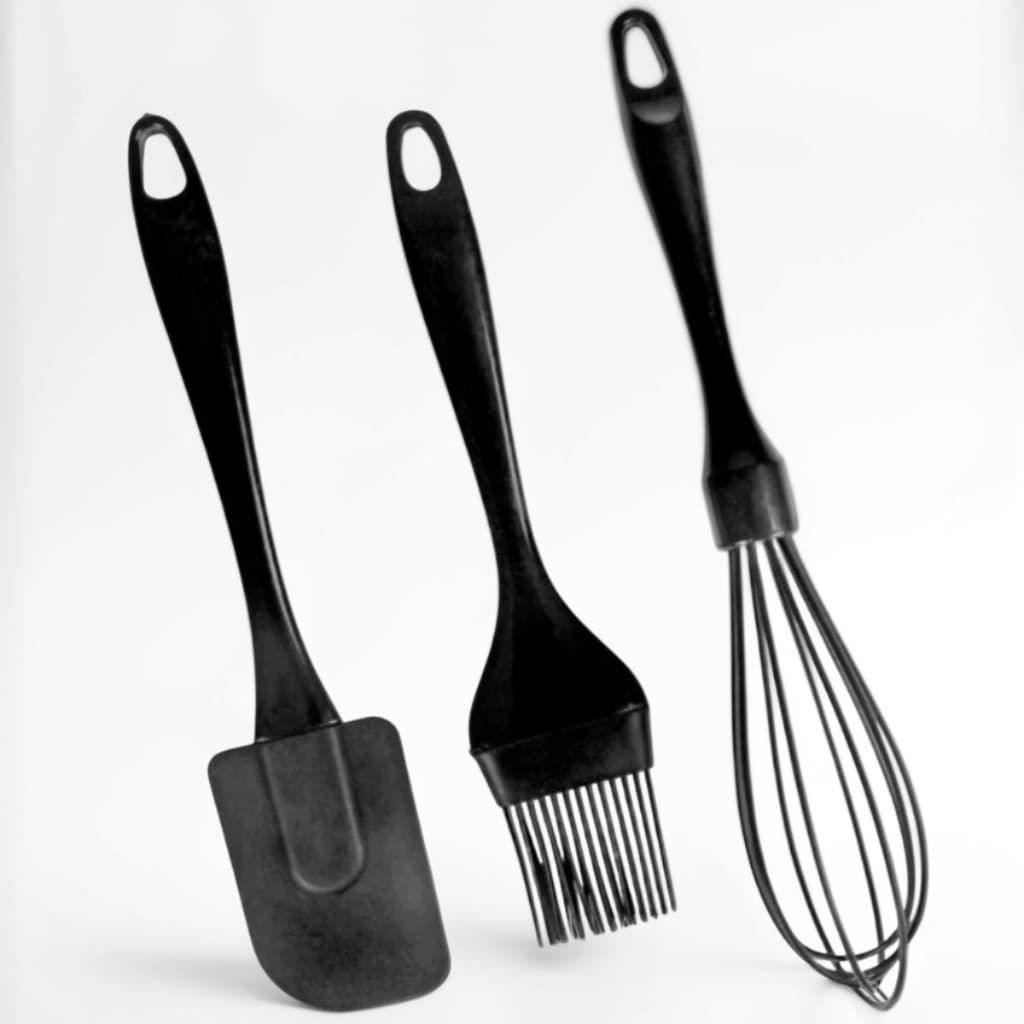 Kit Culinário 3 Peças em Silicone Espátula Pincel e Batedor 3 Cores
