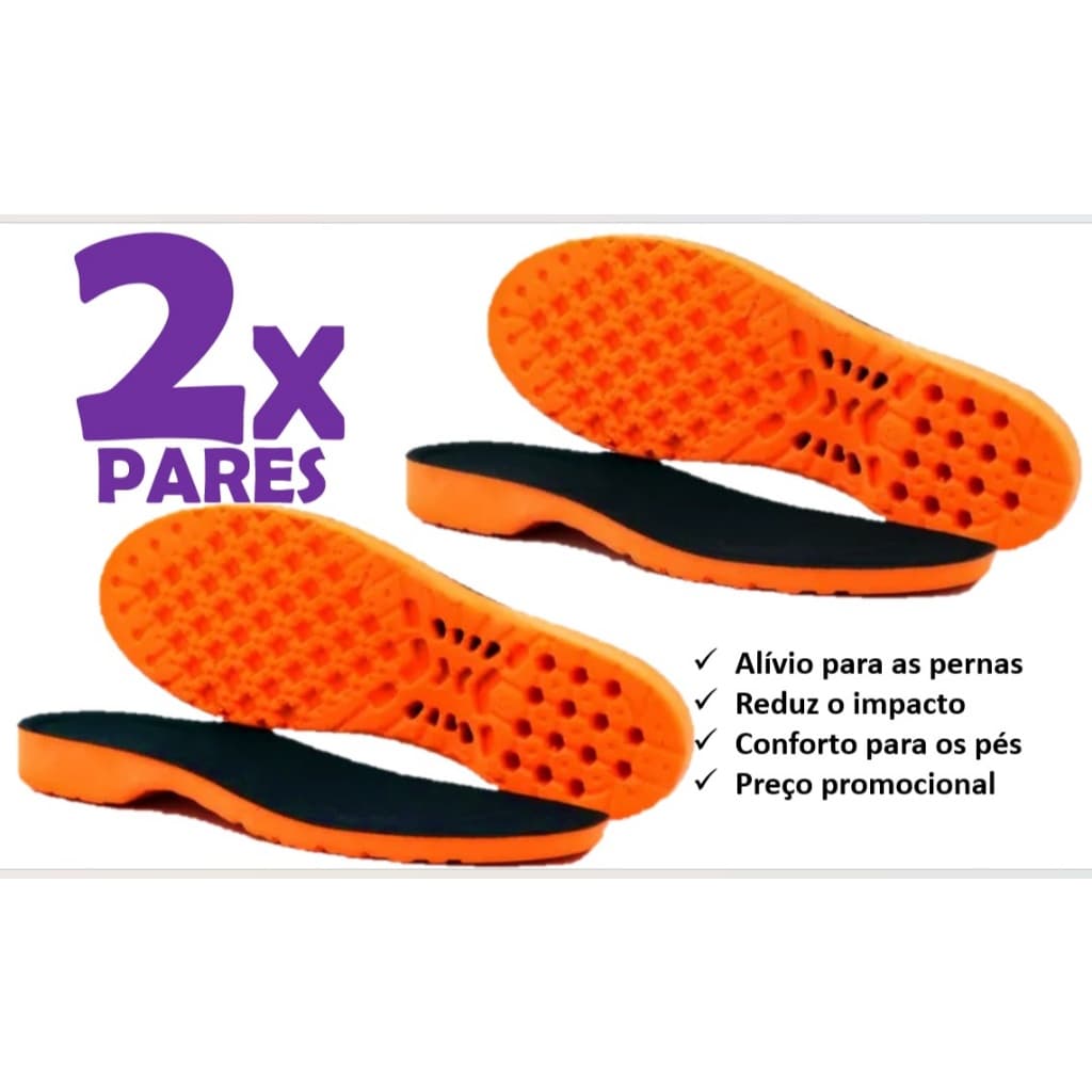 Kit com 2X Pares da Palmilha Ortopédica Anatômica - GEL PU, uso  com Tênis, Bota, Coturno, sapato de segurança. A