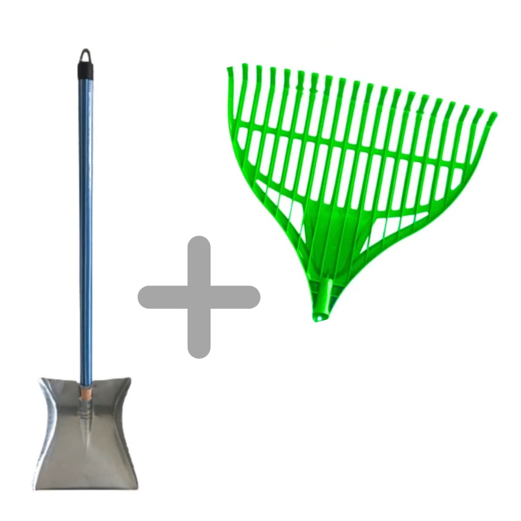 Pá De Lixo Metal Aço Galvanizado + Rastelo plastico jardim grama Casa Com Cabo madeira multiuso casa