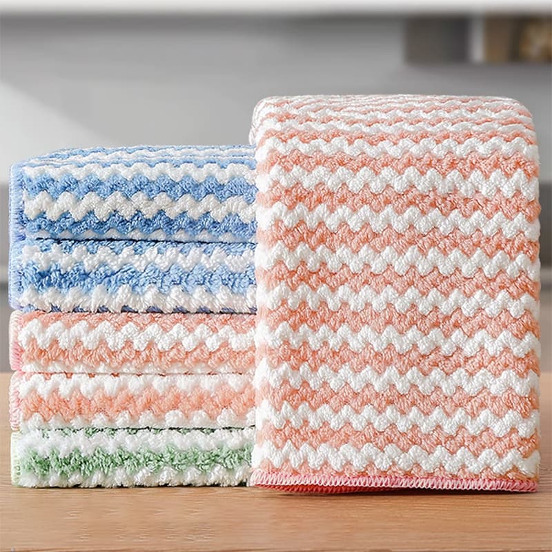 Pano de Limpeza de Microfibra Reutilizável 25cm x 25cm, Alta Absorção, Fácil de Limpar, Pacote de 5/10