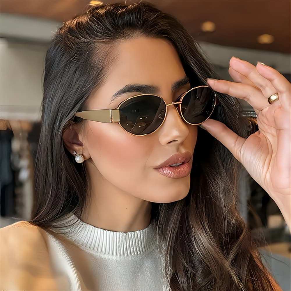 Oculos Oval Unissex Mulheres Homens Blogueirinha Uso Noturno Luxo Moda Praia Verão Lançamento 2025