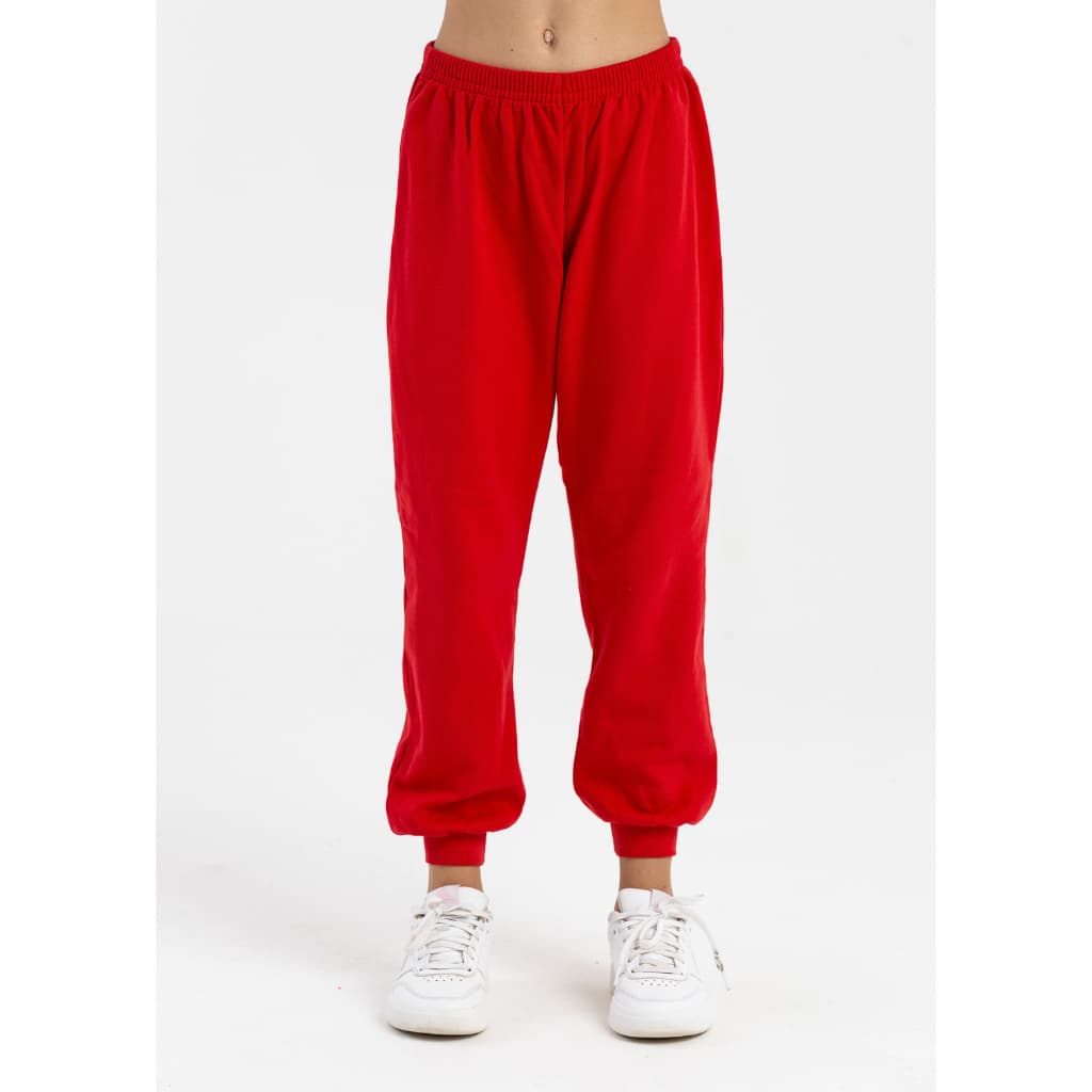 Calça Moletom Peluciada Infantil Unissex Vermelha Inverno Confortável