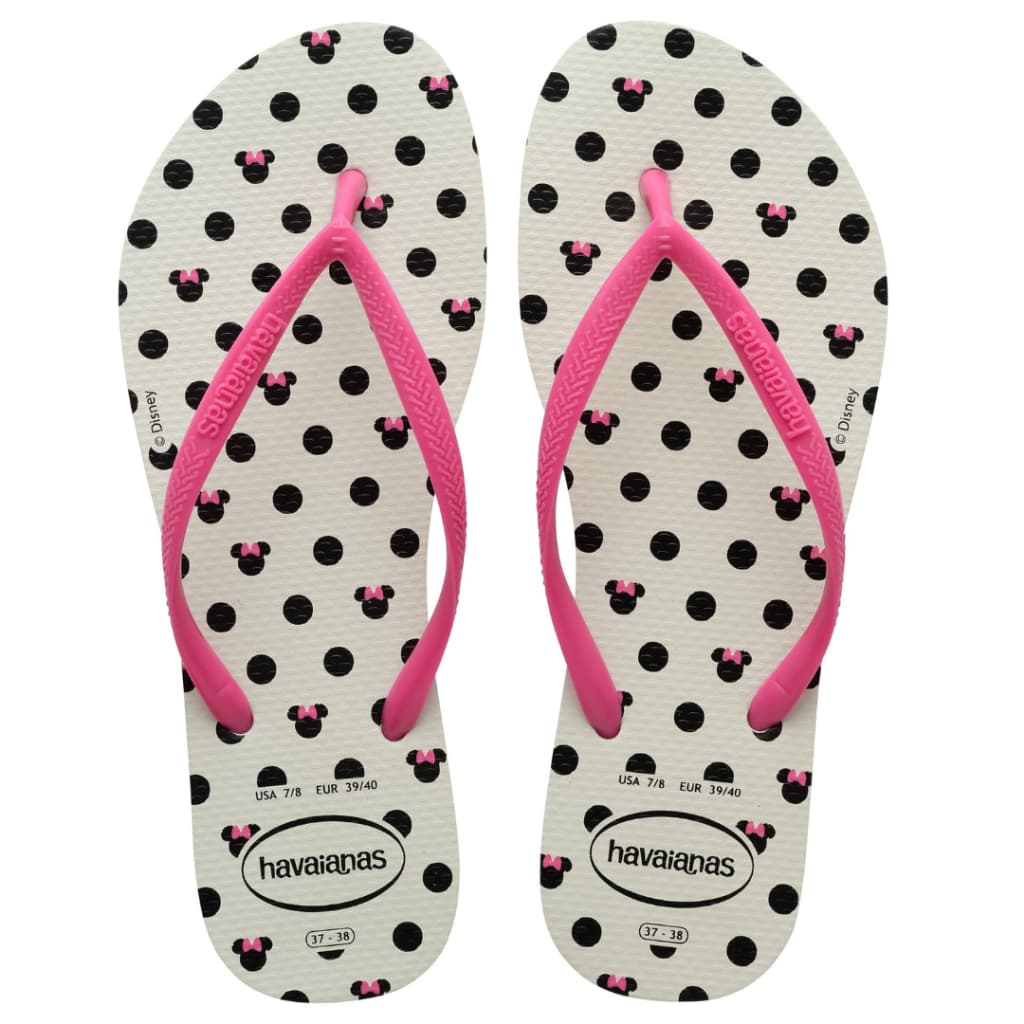 Chinelo Havaianas Slim Minnie Infantil Disney Listras Amarela Rosa Roxa Lilás Mickey Original Menina