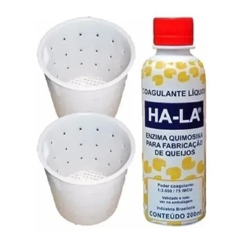 Kit 2 Formas Para Queijo Minas 500gramas +1 Coalho Liguido Hala -Envio Imediato