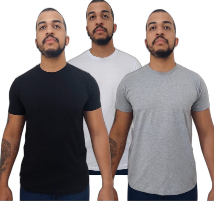 Camiseta Básica Masculina Lisa 100% Algodão Fio 30.1 Penteado