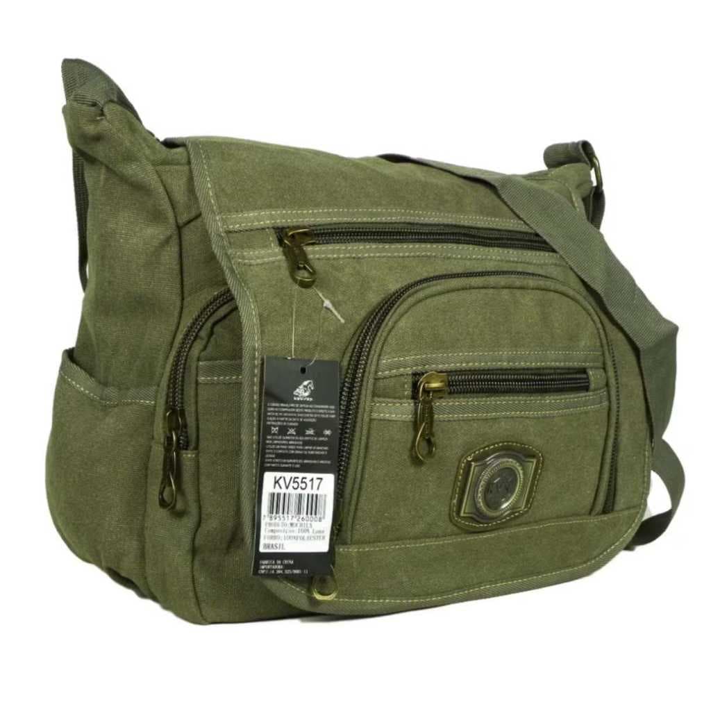 Mochila bolsa transversal lona uma alça reforçada  kv5517