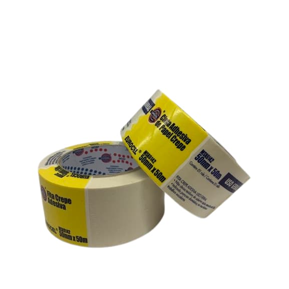 Fita De Papel Crepe 50mmx50m Eurocel Kit C/02 Pçs Uso Geral Msk 6142