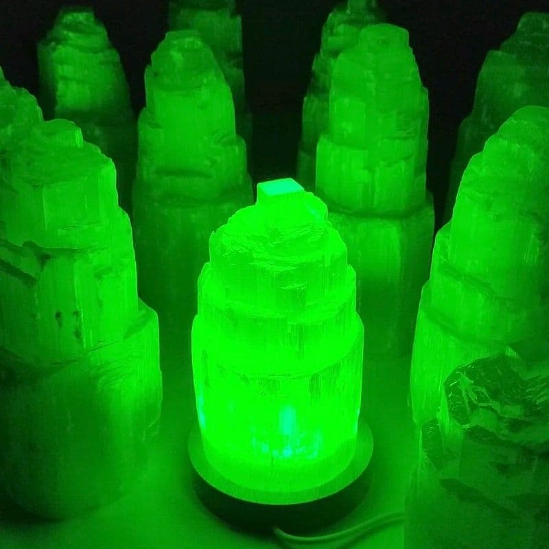 Selenita 20cm Natural RGB 1,5kg  Pedra Verdadeira - Fonte USB