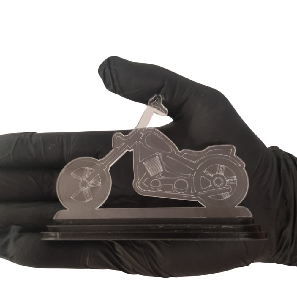 Troféu moto custom  acrílico cristal 10x6