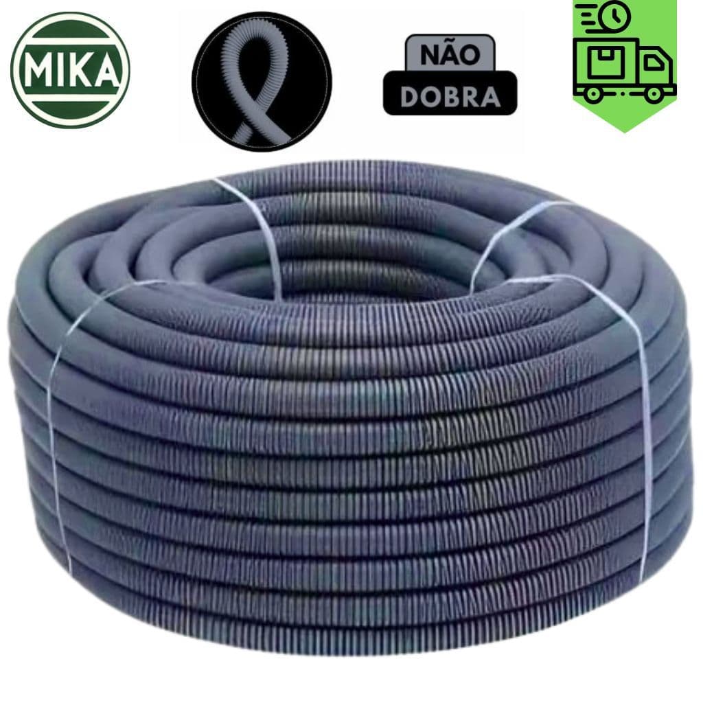 Conduite Eletroduto Flexivel 1" Polegada Cinza 25 Mts E 50MTS Pead Alta Reforçado