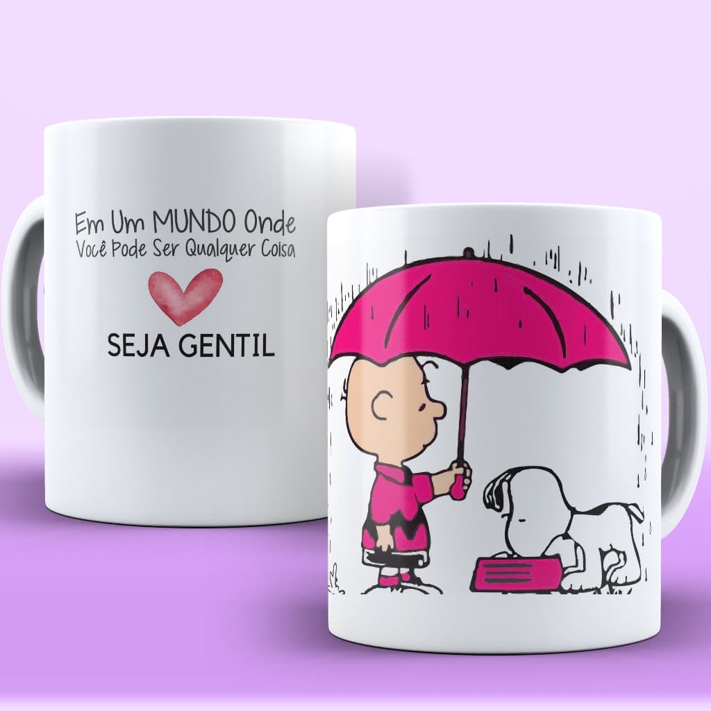 Caneca Snoopy Porcelana 325ml Com Frases Divertidas