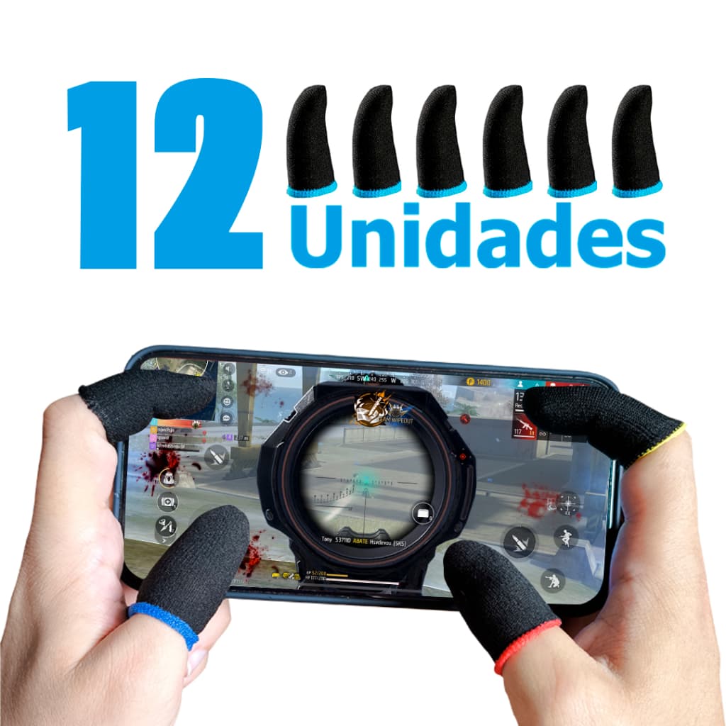 12 Unidades de Luva de Dedo Anti-Suor Para Celular Jogos FPS Free Fire Pubg Mobile Call Of Duty