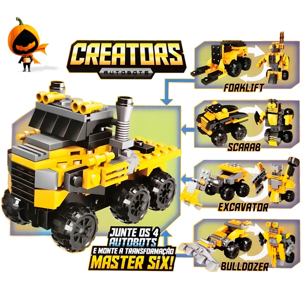 Blocos de Montar Veículos 2 em 1 Creators Kit de Construção Brinquedo para presente Quebra-cabeça Crianças