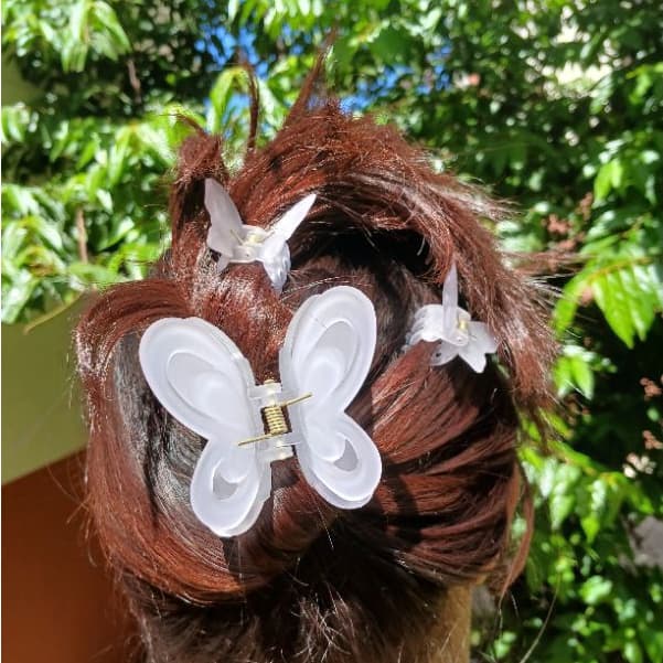 Kit 3 Presilhas Aesthetic Borboletas Acrilicas Foscas Coloridas Hair Clip Tic Tac