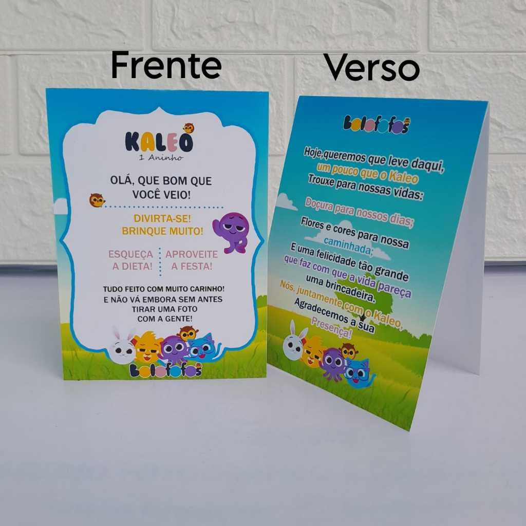 Plaquinha de agradecimento BOLOFOFOS - Centro de mesa (Qualquer tema)