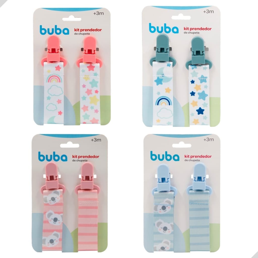 Kit Com 2 Prendedores de Chupeta Com Clip Trava Prendedor de Bico Bebê Buba