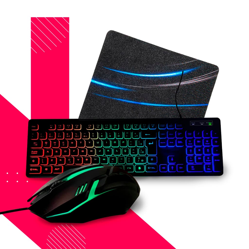 Kit Teclado Gamer Semi Mecanico E Mouse Gamer Rgb + Mousepad