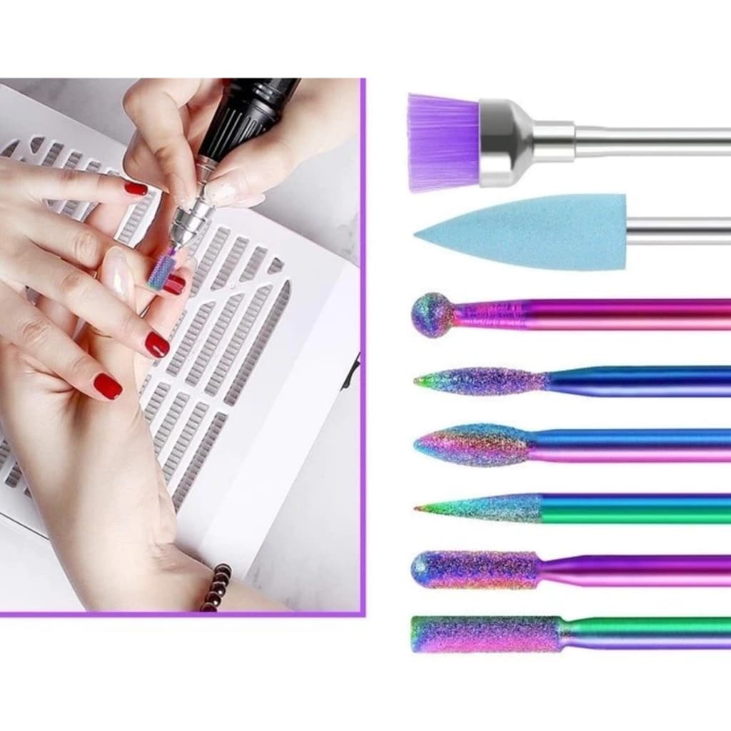 Kit 10 Broca Profissional de Diamantada para Remoção do Gel Acabamento Brocas para cuticula cutilagem Alongamento Unhas