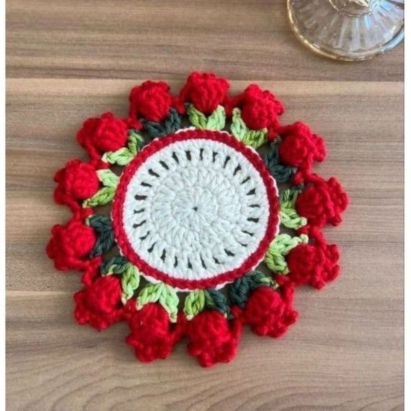 Porta Copo de Crochê Tulipa - Jogo americano crochê - Mesa Posta - Enxoval - Porta copos
