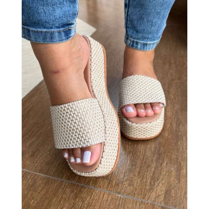 Sandália Flatform Feminina Palha Verão confortável moda