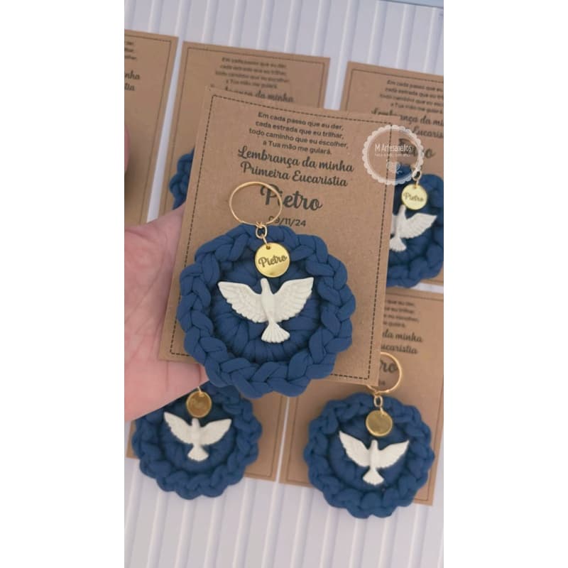 Chaveiro Divino Espírito Santo Mini mandala batizado Primeira Eucaristia Crisma Lembrancinha personalizada