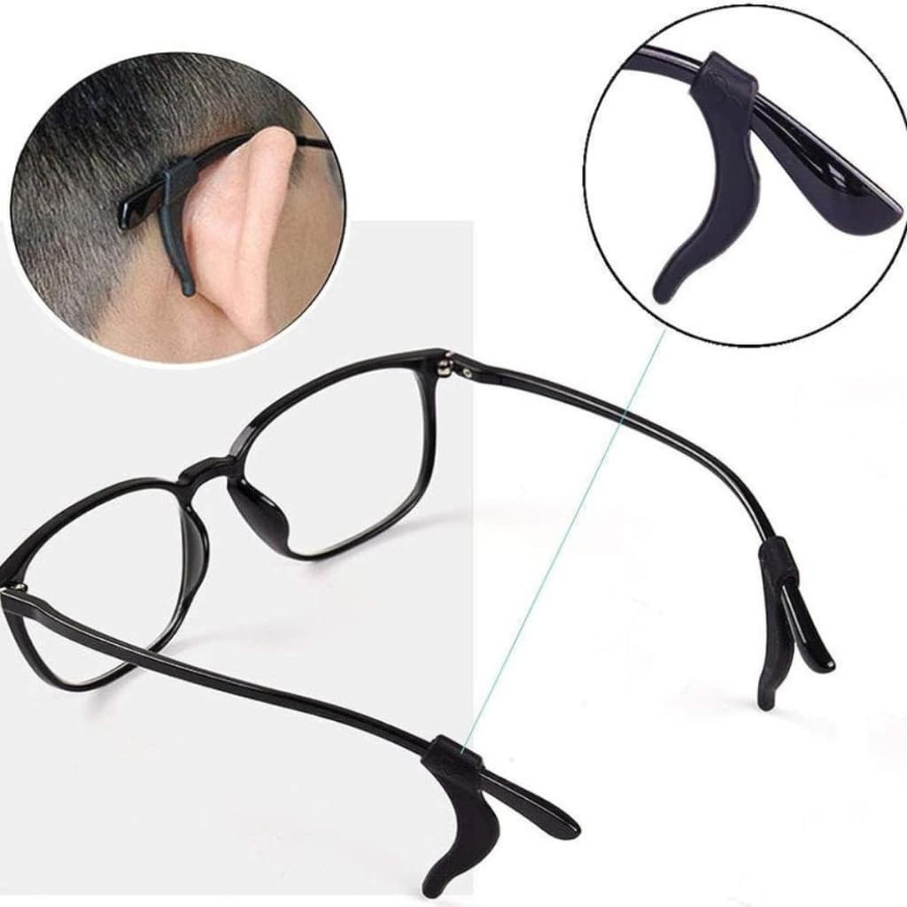 Kit 12 Suporte Trava Armação de Óculos Antiderrapante em Silicone Stopper Gancho de Oculos