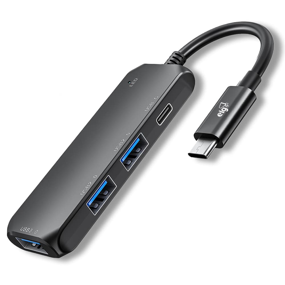 Adaptador Hub USB-C 4 em 1 ELG HUB41C 3x USB-A + USB-C Transferência até 5Gbps