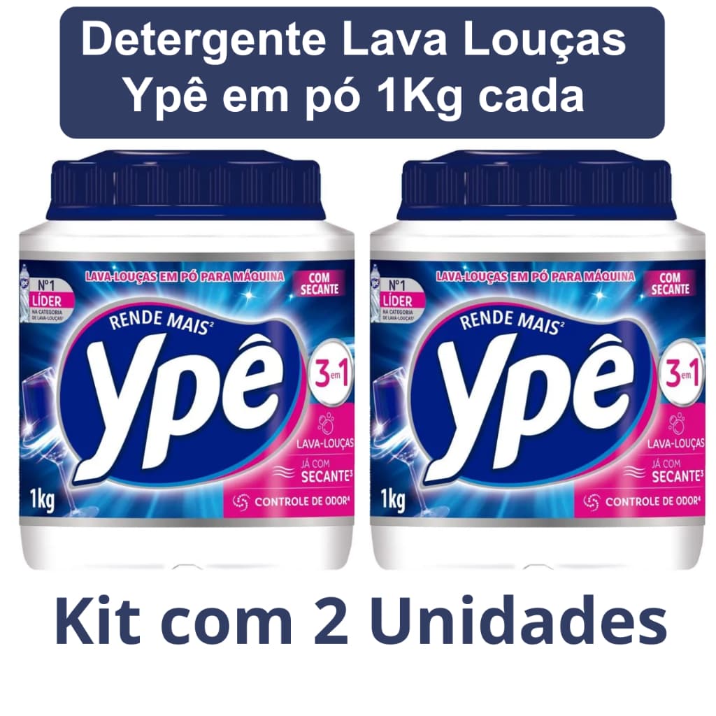 Kit 2 Detergentes Lava Louças Ypê em pó 1KG Máquina