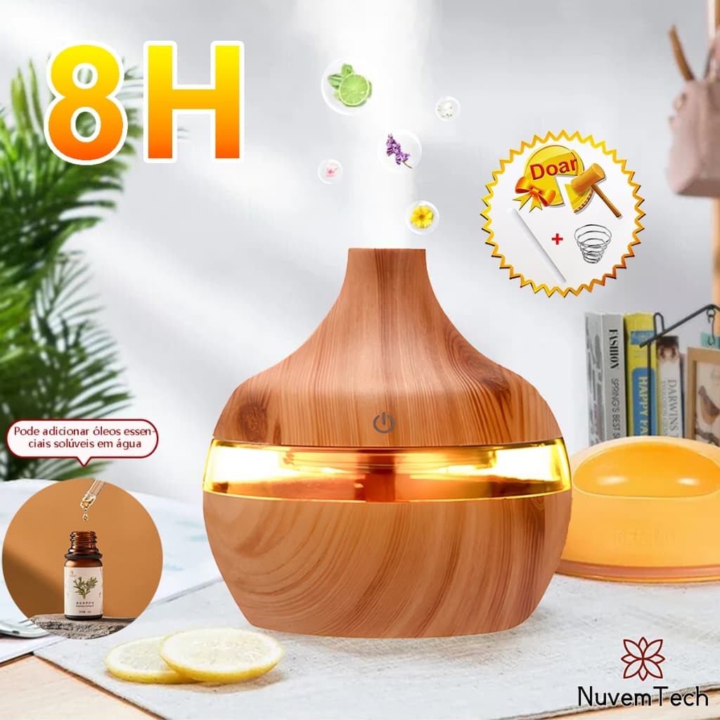Umidificador De Ar E Aromatizador De Ambiente Difusor De Aromas USB Ultrassônico Purificador De Ar LED Para Quarto Carro