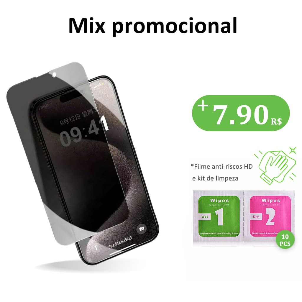 Daniels Privacy Tempered Glass iPhone  12 13 14 15 16 16plus 16Pro Max Película protetora