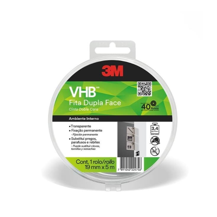 FITA DUPLA FACE 3M FORTE TRANSP 19MM X 5M USO INTERNO * 3M *