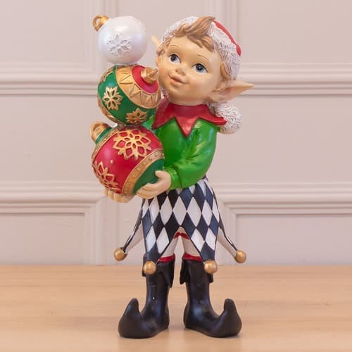Resina Natal Elfo Em Pe C/bolas (colorido) (florarte)
