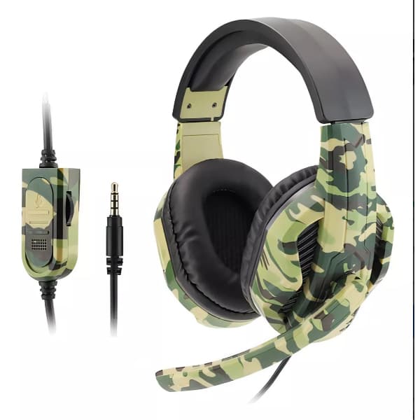 Fone Headphone Gamer Camuflado Compativel Xbox Pstation Pc Note Cor Verde