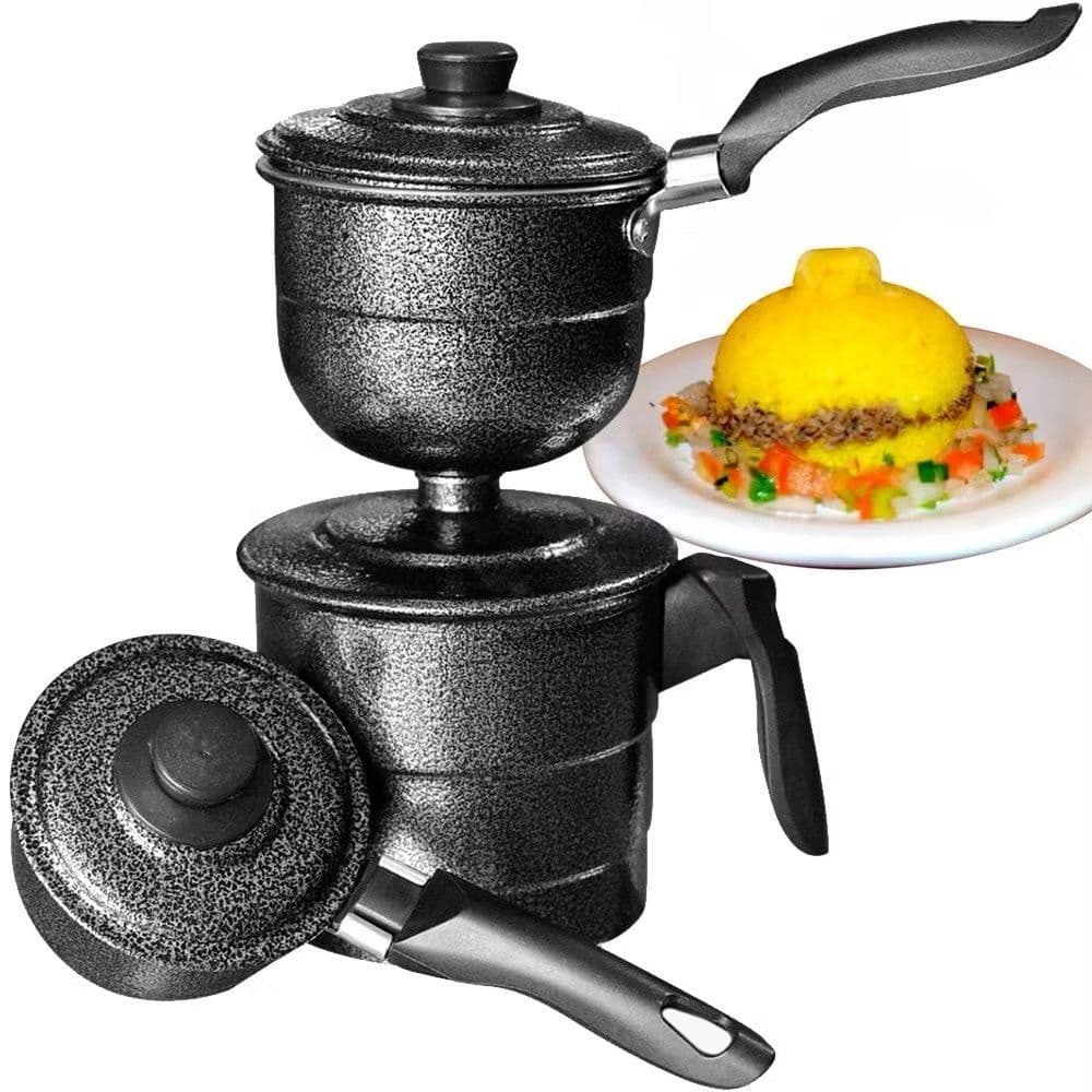 Cuscuzeiro a Vapor Prático 2 Conchas Nordestino Peito de Moça Craquelado
