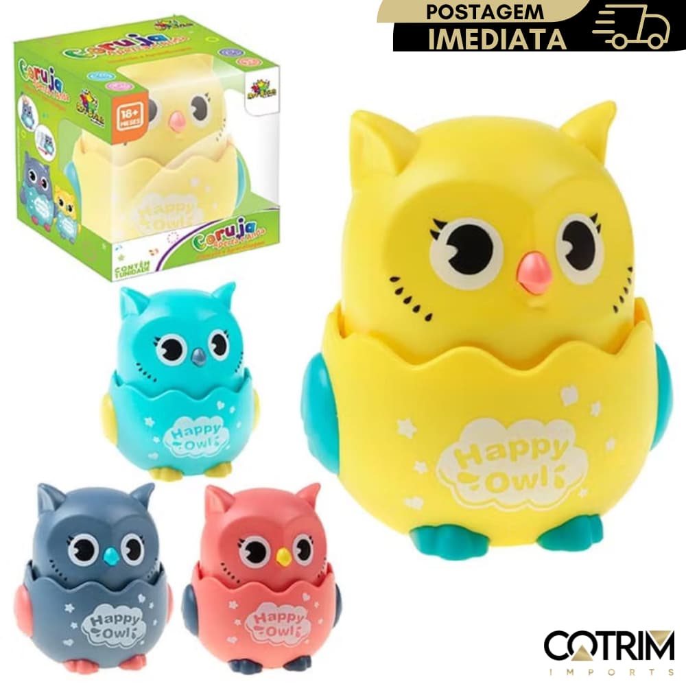 CORUJA APERTA E ANDA BRINQUEDO DIVERTIDO MENINO E MENINA