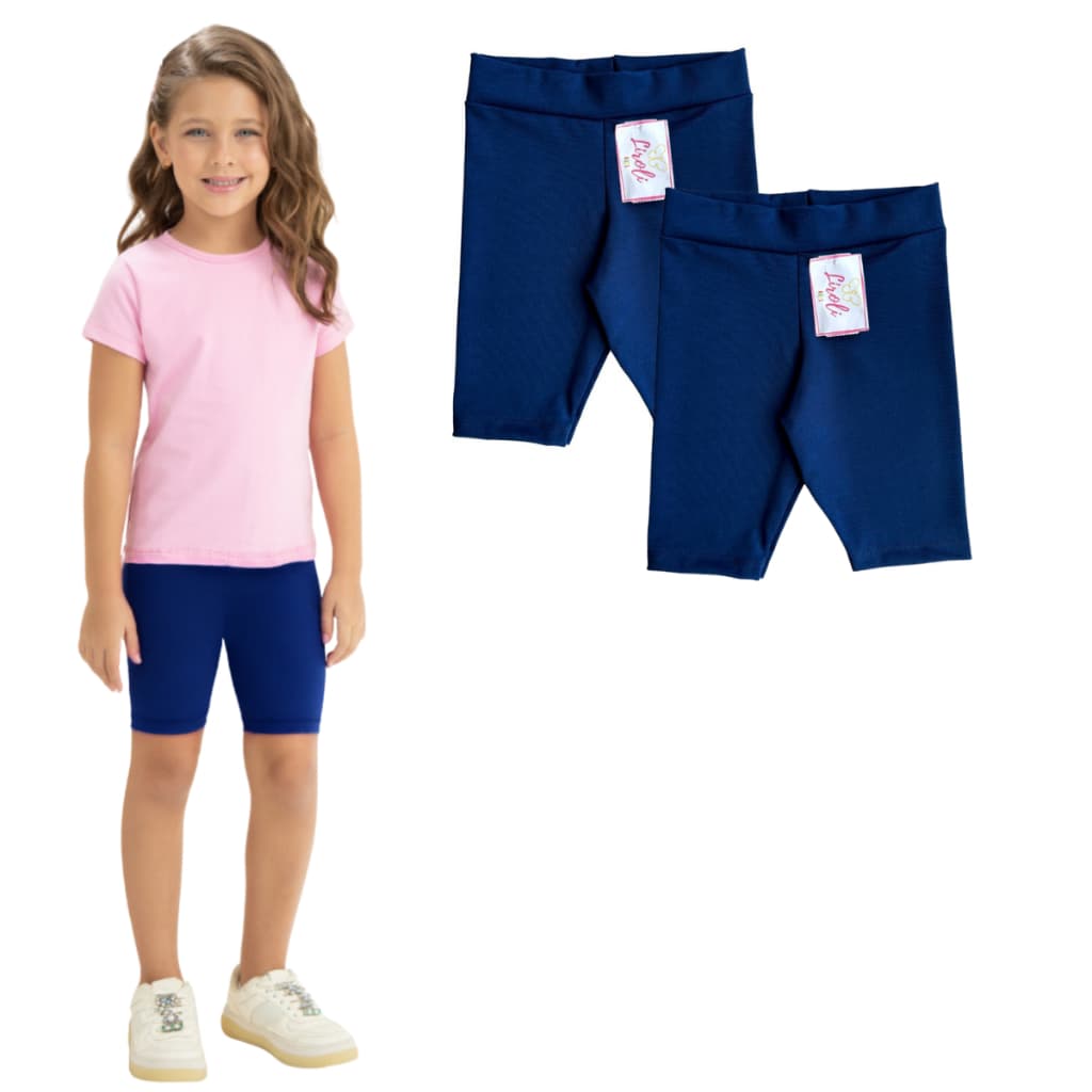 Kit 2 Bermudas Shorts Suplex Uniforme Escolar Infantil Juvenil Menina Tamanho 1 ao 16
