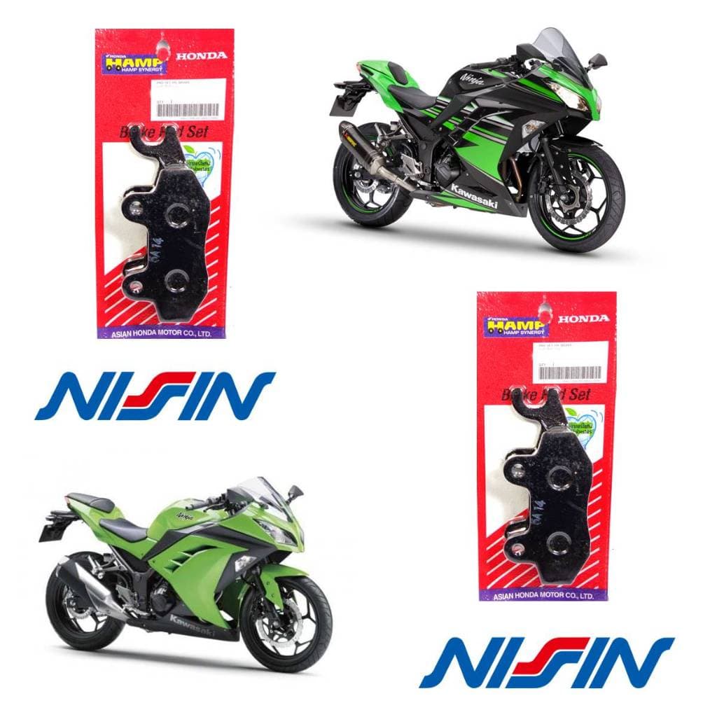 Kit Pastilhas de Freio Dianteiro e Traseiro Original Nissi Hamp Kawasaki Ninja 250 300 400 Z 300