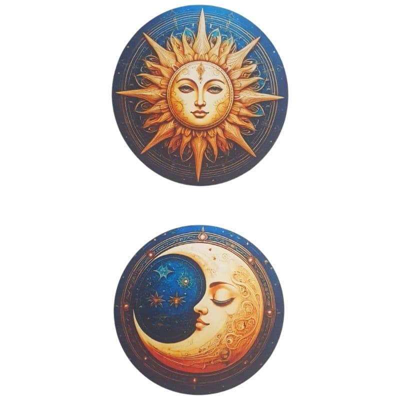 Quadro Sol e Lua - Kit 2 Placas decorativas Místicas Sol e Lua - Mistico Esotérico