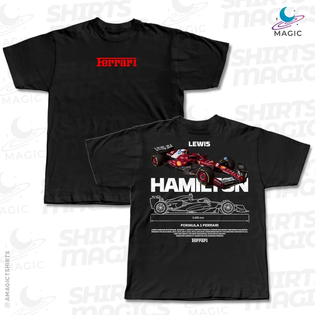 Camiseta F1 Lewis Hamilton 2025 Ferrarista Fórmula 1 100% Algodão