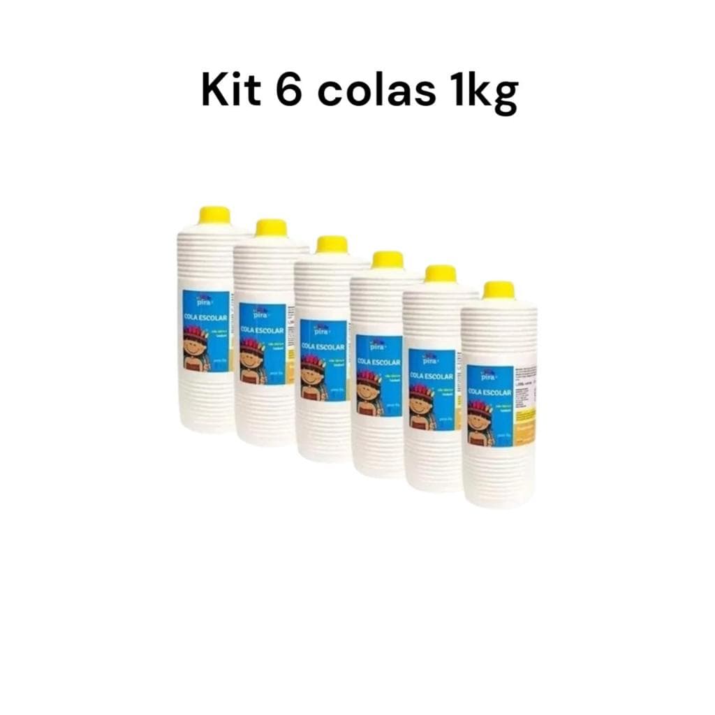 6 Colas Liquida Branca 1kg Escolar Lavável