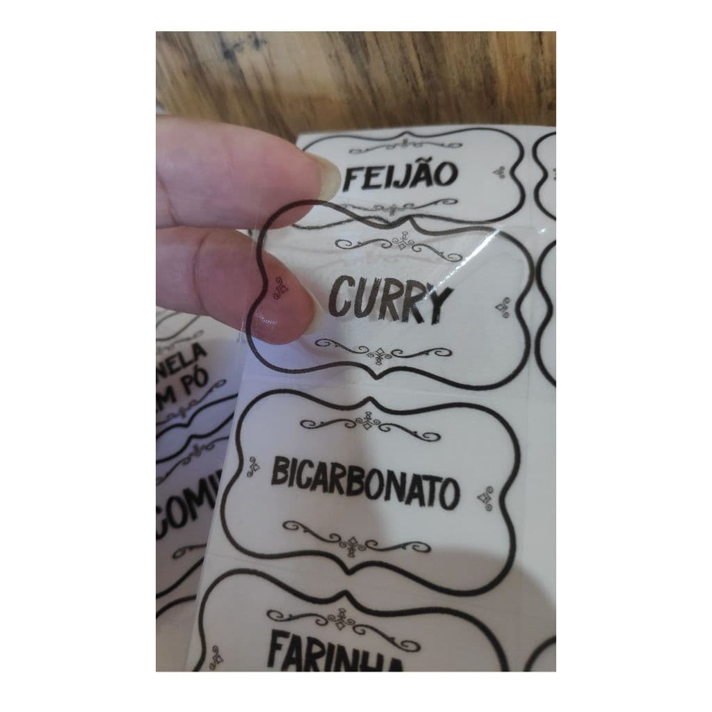 Kit 50 Adesivos p/ Cozinha Etiquetas Organizadora de Pote Temperos e Mantimentos 5x3cm