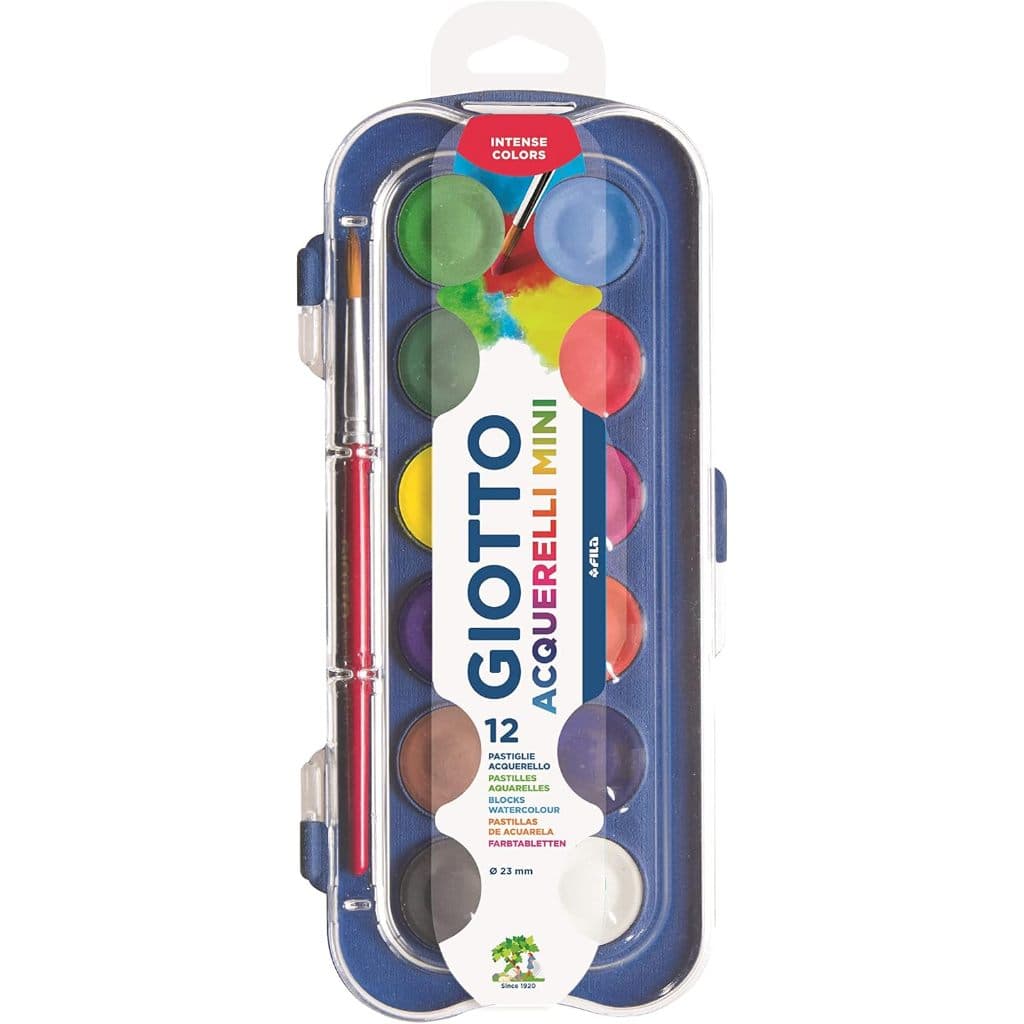 Estojo de Aquarela em Pastilha Mini (23mm) Giotto - 12 Cores