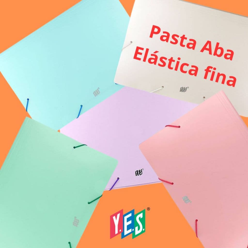 Pasta Aba Elástica YES fina Ofício tom pastel com elástico de silicone P02Bc
