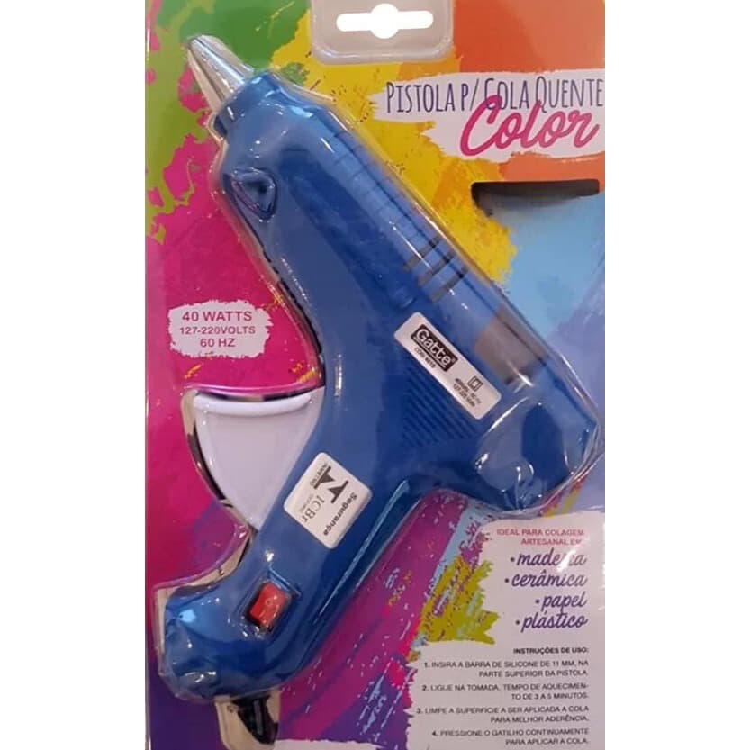 Pistola cola quente grossa 11mm cores rosa ou azul
